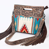 American Darling Clutch Hand Tooled Saddle Blanket Fabric Genuine Leather Western Women Bag Handbag Purse | Purses - Uhorse