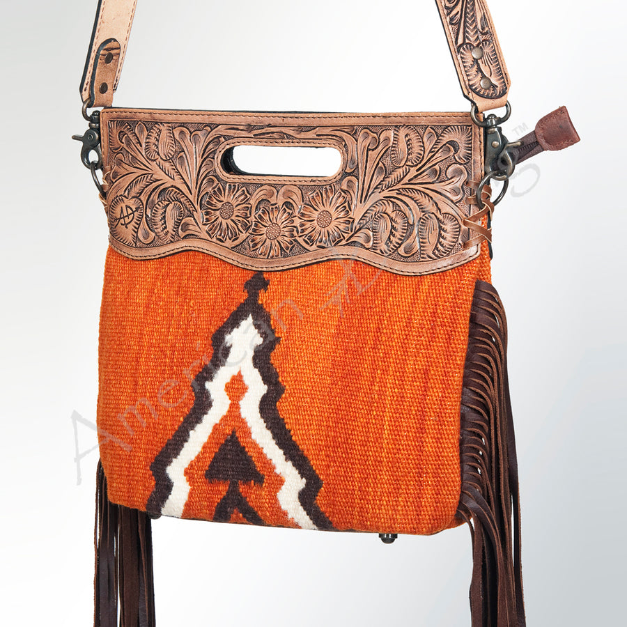 American Darling Clutch Hand Tooled Saddle Blanket Fabric Genuine Leather Western Women Bag Handbag Purse | Purses - Uhorse