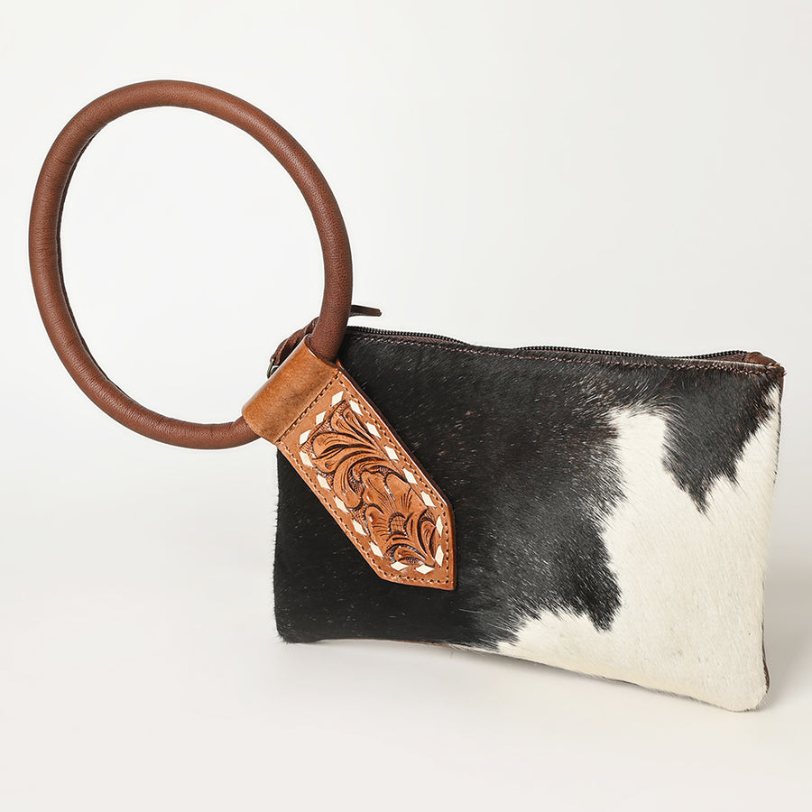 American Darling Wristlet Hand Tooled Hair On Genuine Leather Western Women Bag | Handbag Purse Travel Clutch - Hilason