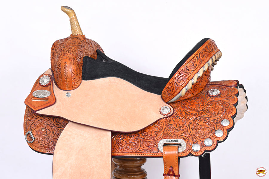 HILASON Western Horse Saddle American Leather Treeless Trail Barrel | for Horses