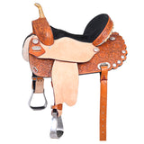 15 In W. H. Saddle American Leather Treeless Trail Barrel Hilason – by Hilason – Cowboy and equestrian accessories