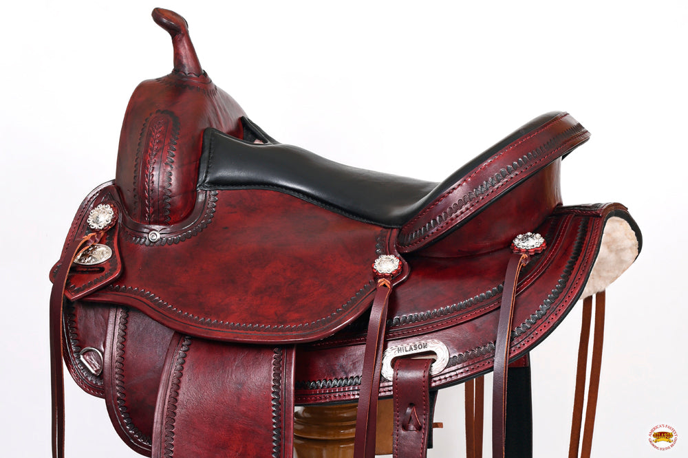 HILASON Western Horse Saddle American Leather Flex Tree Trail & Pleasure Antique Mahogany