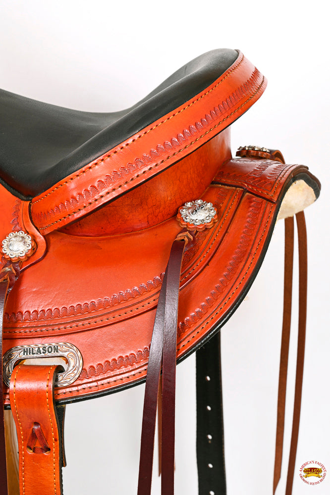 HILASON Western Horse Saddle American Leather Flex Tree Trail & Pleasure Saddle Tan