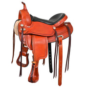 HILASON Western Horse Saddle American Leather Flex Tree Trail & Pleasure Saddle Tan