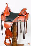 HILASON Flex Tree Western Horse Saddle Genuine American Leather Trail | Horse Saddle | Western Saddle | Treeless Saddle | Saddle for Horses | Horse Leather Saddle