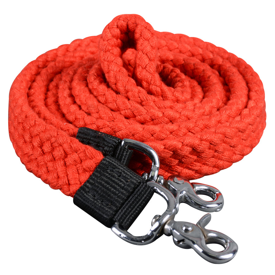 1" X 7Ft Hilason Braided Flat Cotton Roping Rein Trigger Snap Red - Uhorse