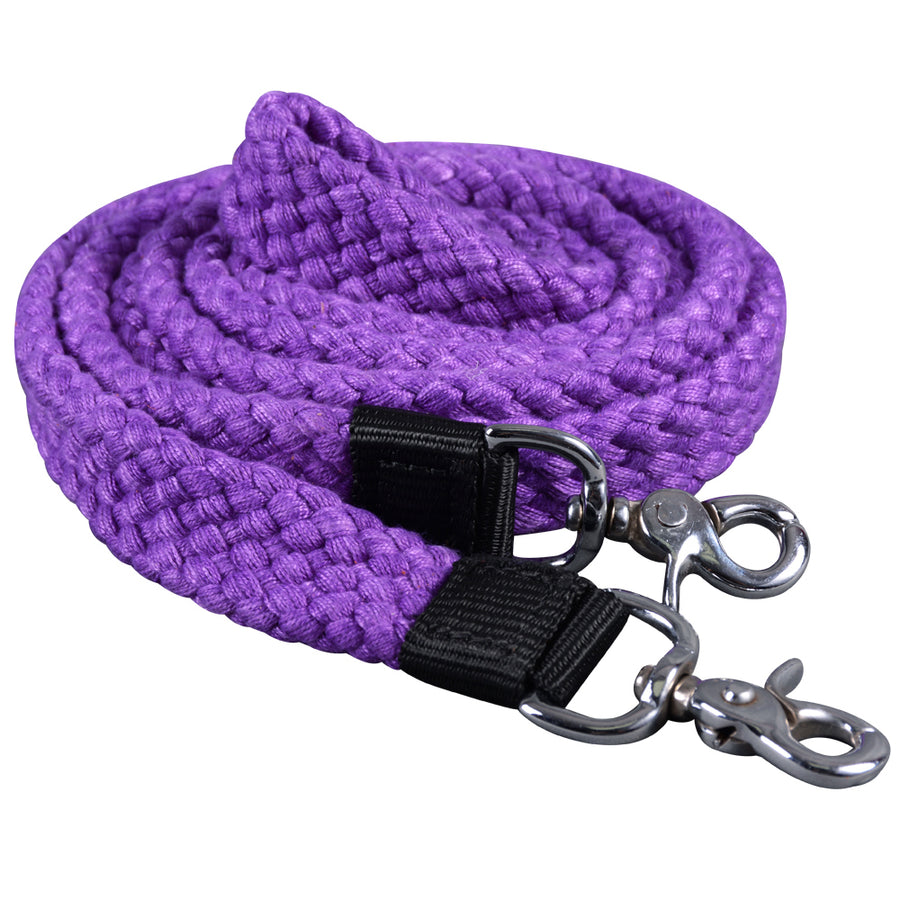 1" X 7Ft Hilason Braided Flat Cotton Roping Rein Trigger Snap Purple - Uhorse