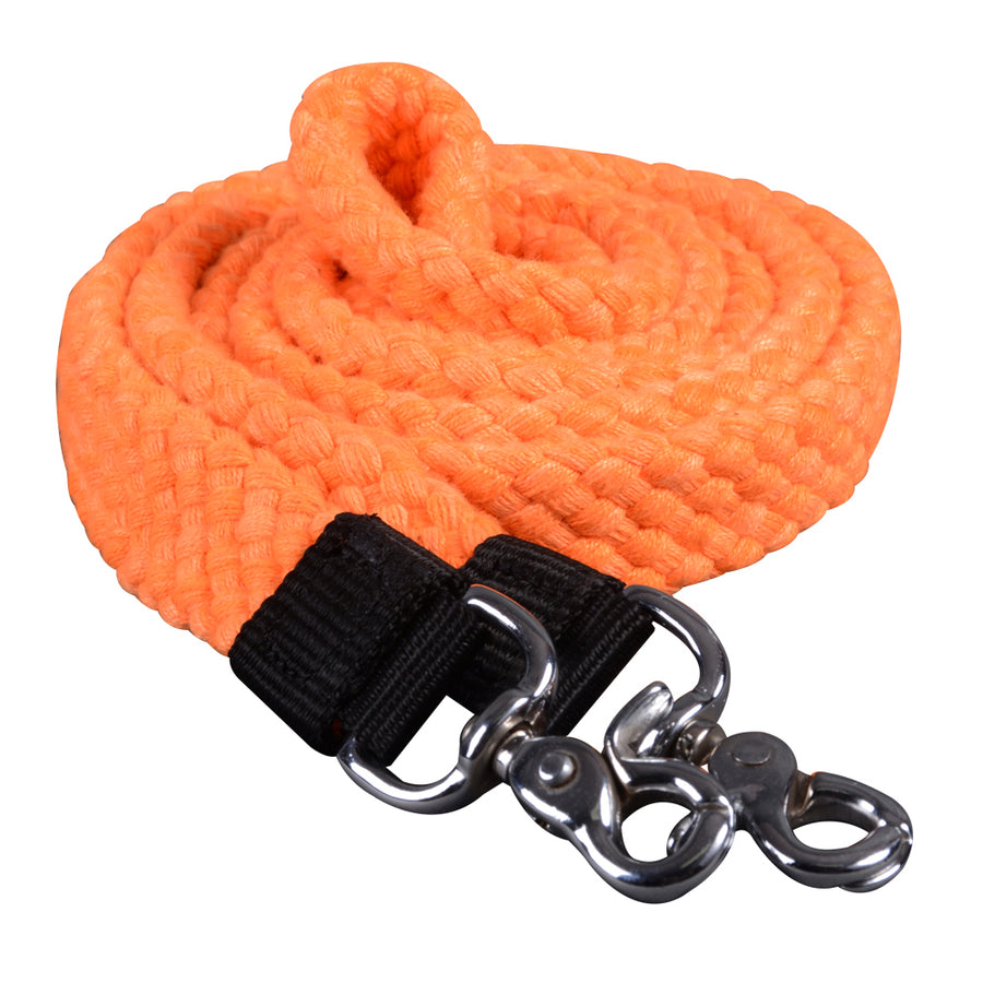 1" X 7Ft Hilason Braided Flat Cotton Roping Rein Trigger Snap Orange - Uhorse