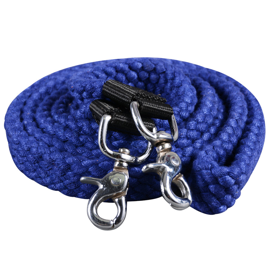 1" X 7Ft Hilason Braided Flat Cotton Roping Rein Trigger Snap Royal Blue - Uhorse