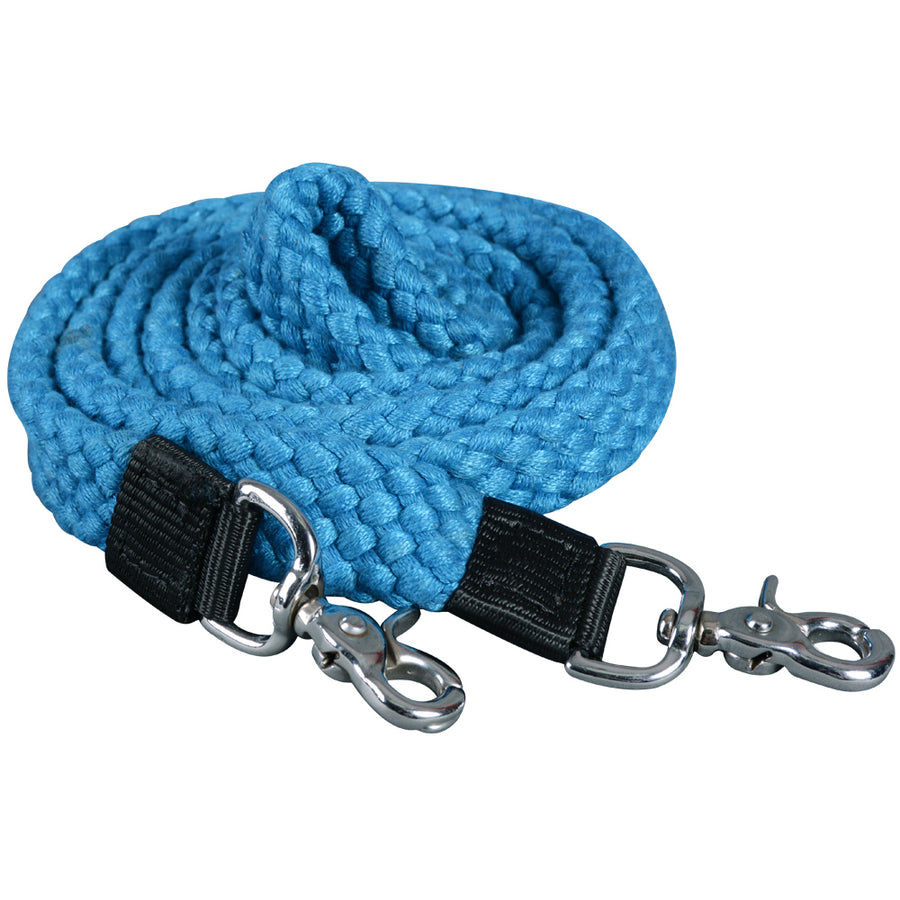1" X 7Ft Hilason Braided Flat Cotton Roping Rein Trigger Snap Turquoise - Uhorse