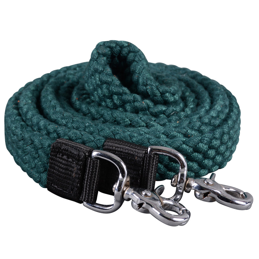 1" X 7Ft Hilason Braided Flat Cotton Roping Rein Trigger Snap Hunter Green - Uhorse