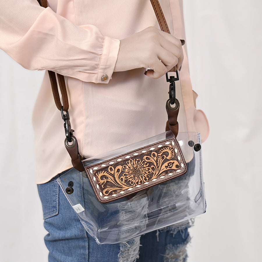American Darling Clear Bag Hand Tooled Genuine Leather Western Women Handbag Purse | for Cute
