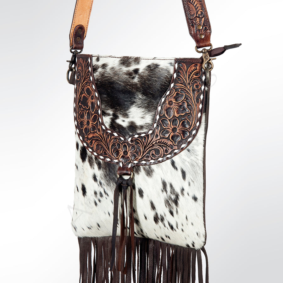 American Darling Cross Body Hand Tooled Hair on-Genuine Leather Western Women Bag Handbag Purse | Crossbody for Cute - Uhorse