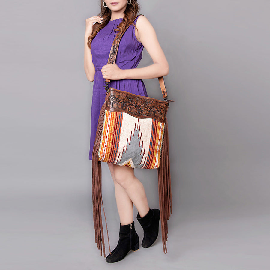 American Darling Signature Crossbody Hand Tooled Saddle Blanket Genuine Leather Western Women Bag Handbag Purse | for Cute