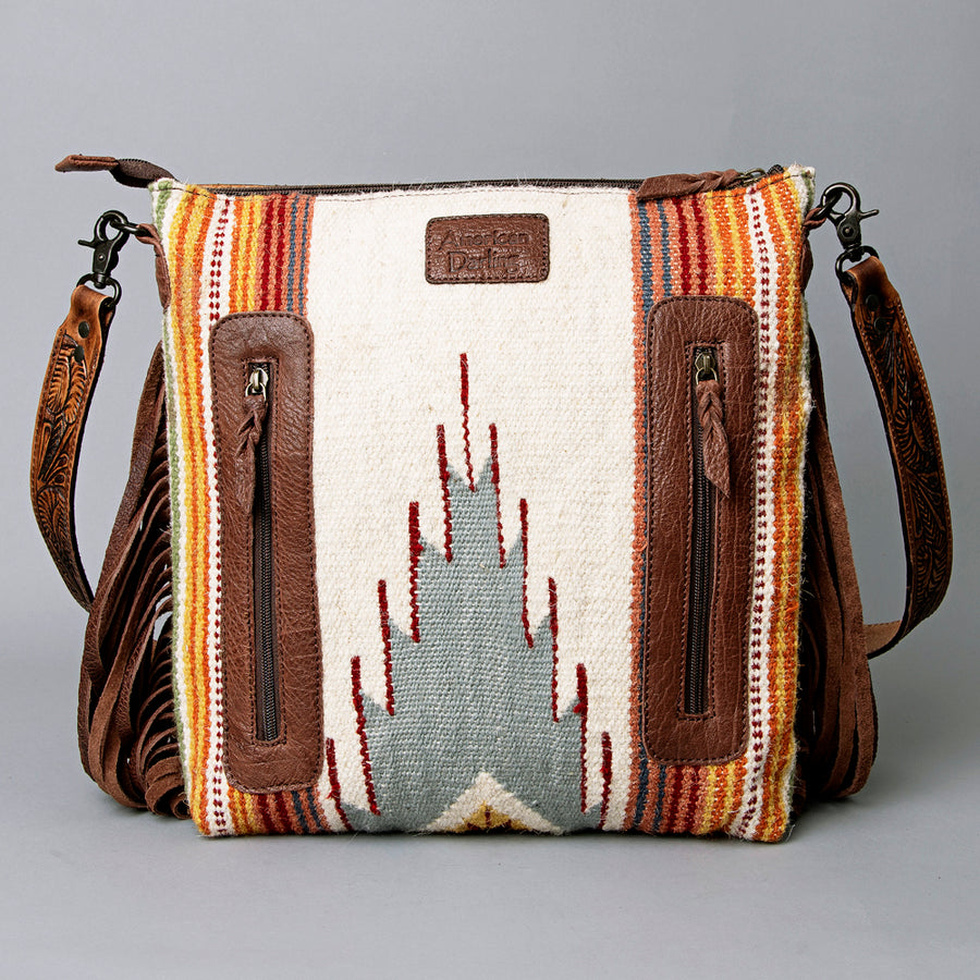 American Darling Signature Crossbody Hand Tooled Saddle Blanket Genuine Leather Western Women Bag Handbag Purse | for Cute
