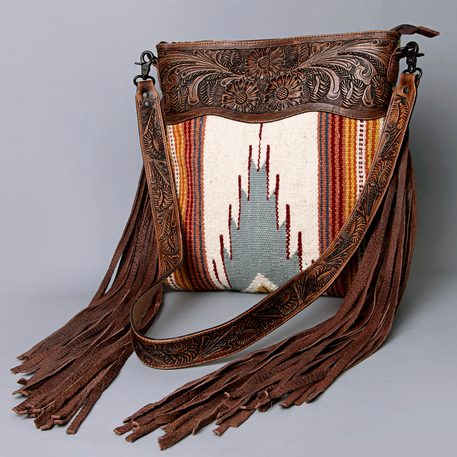 American Darling Signature Crossbody Hand Tooled Saddle Blanket Genuine Leather Western Women Bag Handbag Purse - Uhorse