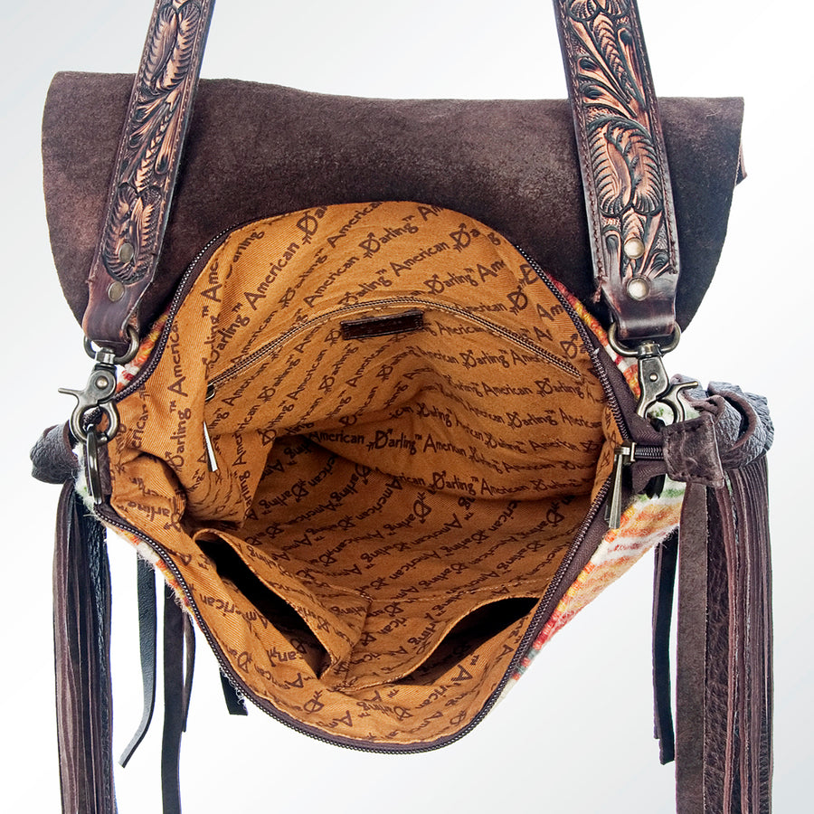 American Darling Messenger Saddle Blanket Genuine Leather Western Women Bag Handbag Purse | Crossbody for Cute