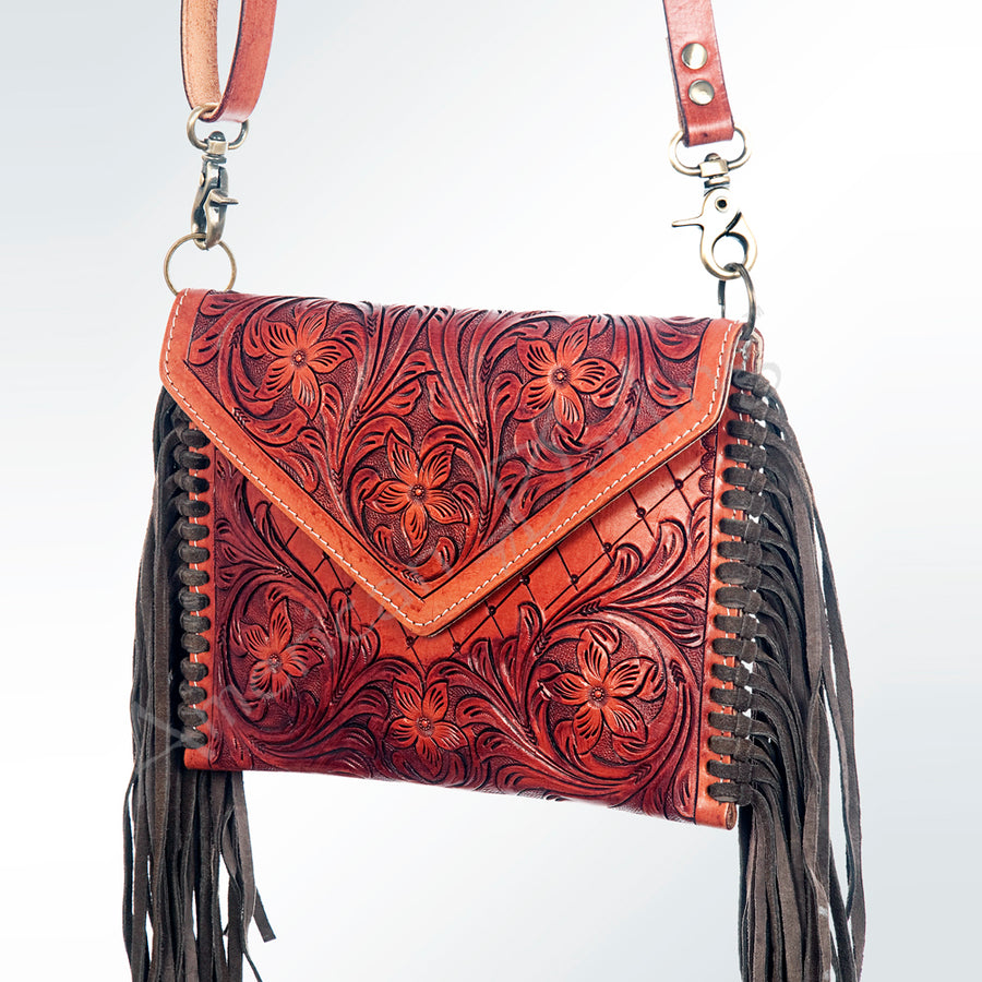 American Darling Envelope Hand Tooled Genuine Leather Women Bag Western Handbag Purse - Uhorse