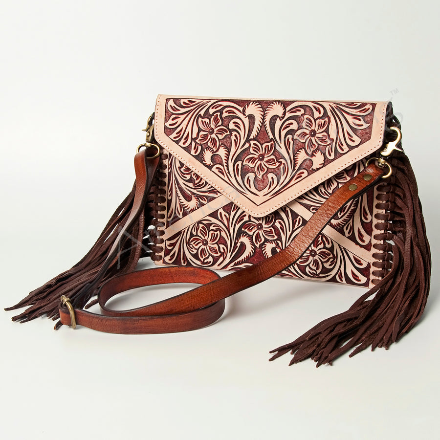 American Darling Envelope Hand Tooled Genuine Leather Women Bag Western Handbag Purse - Uhorse