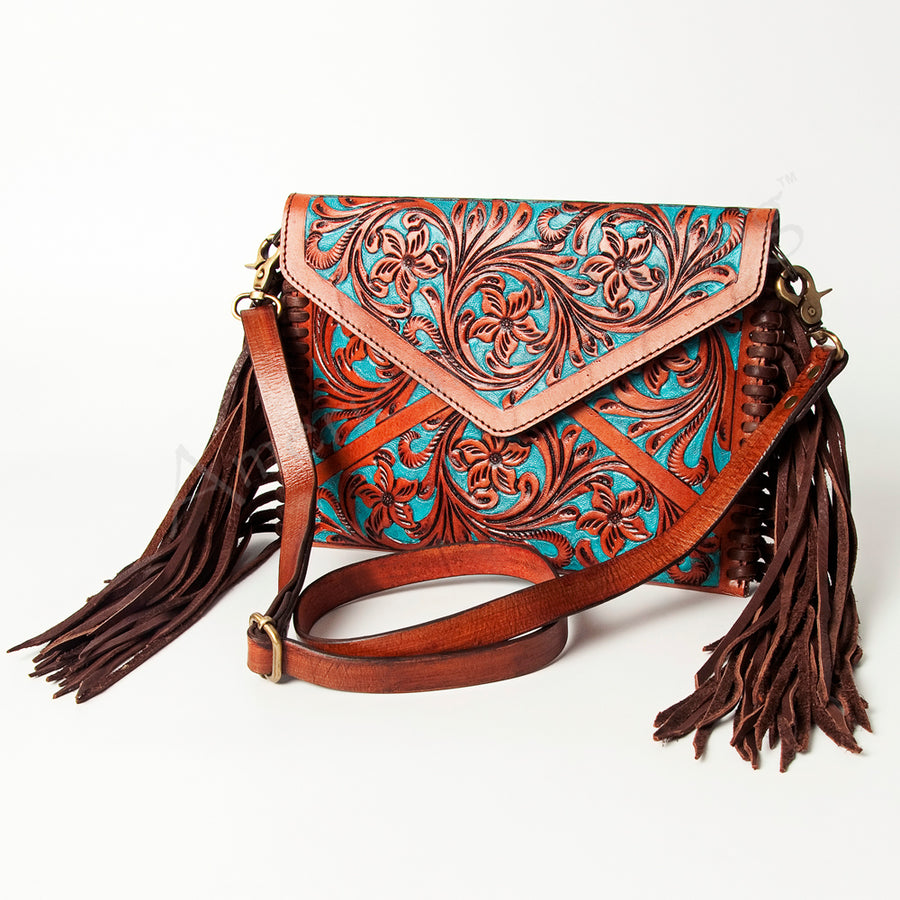 American Darling Envelope Hand Tooled Genuine Leather Women Bag Western Handbag Purse - Uhorse