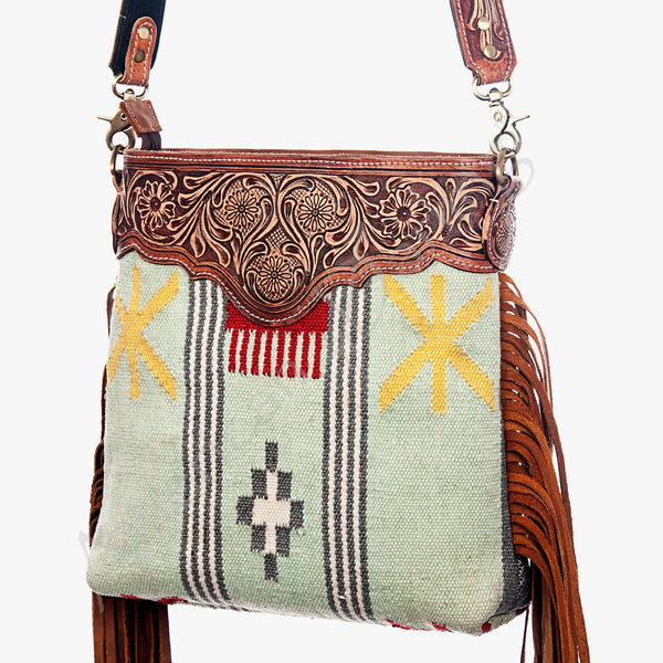 American Darling Cross Body Hand Tooled Saddle Blanket Genuine Leather Western Women Bag Handbag Purse | Crossbody - Uhorse