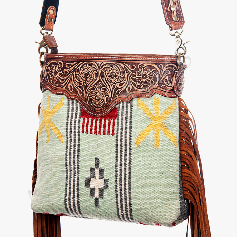 American Darling Cross Body Hand Tooled Saddle Blanket Genuine Leather Western Women Bag Handbag Purse | Crossbody - Uhorse
