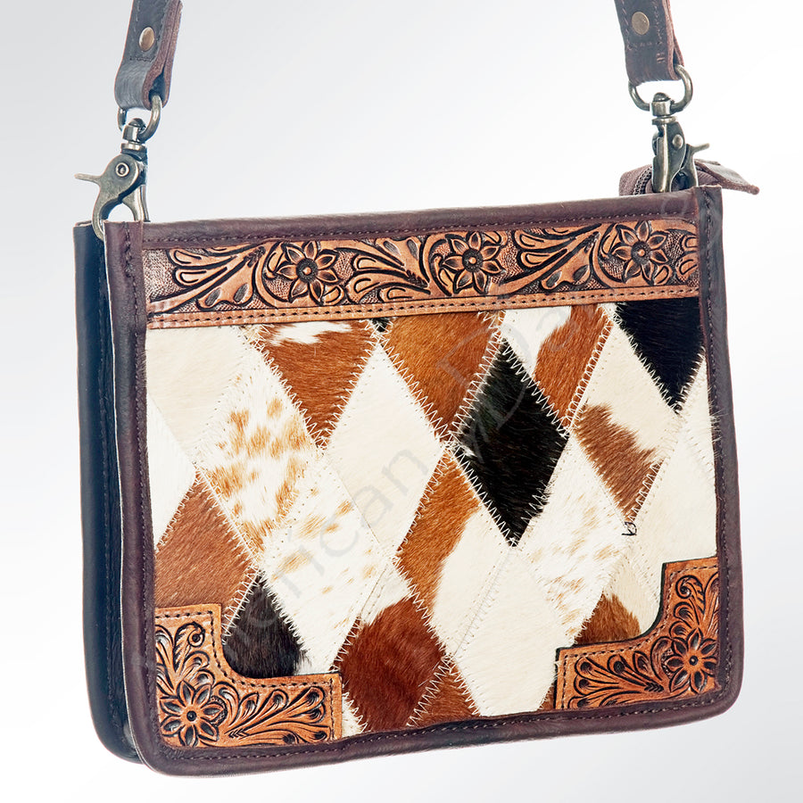 American Darling Hand Tooled Hair On Genuine Leather Women Bag W. by Hilason – Cowboy and equestrian accessories
