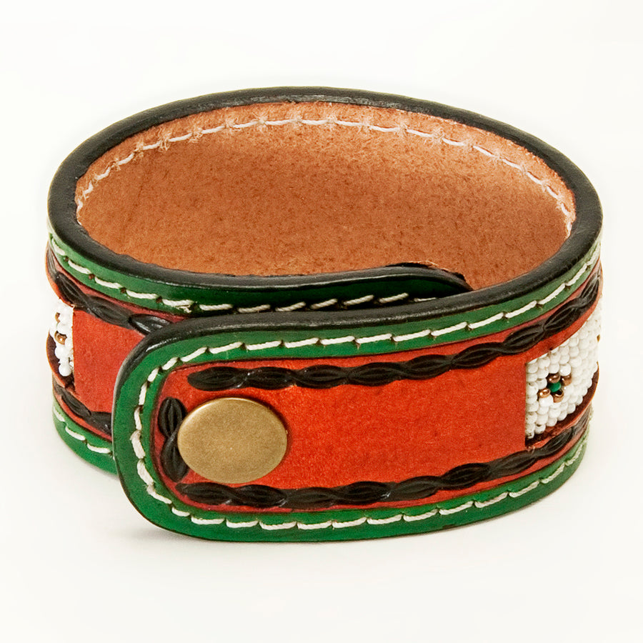 American Darling Bracelet Hand Tooled Carved Genuine Leather Women | Handmade Western Rustic