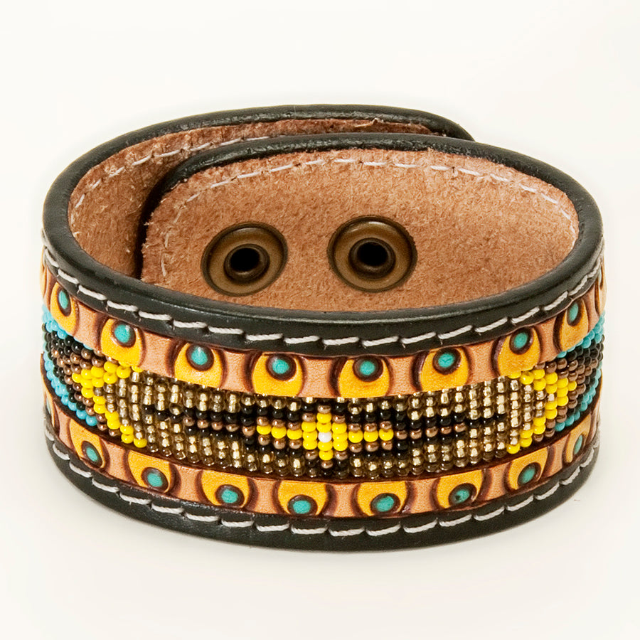American Darling Bracelet Hand Tooled Carved Genuine Leather Women | Handmade Western Rustic