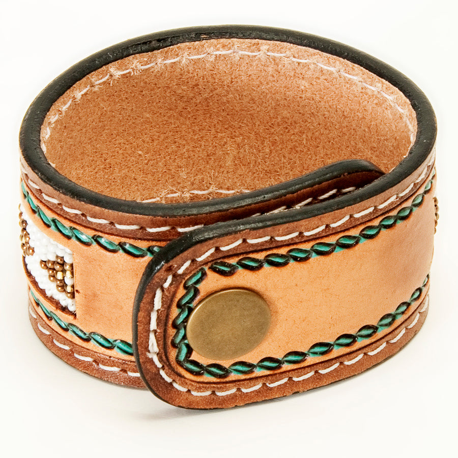 American Darling Bracelet Hand Tooled Carved Genuine Leather Women | Handmade Western Rustic