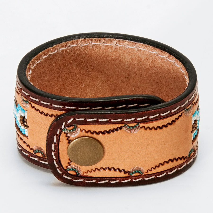 American Darling Bracelet Hand Tooled Carved Genuine Leather Women | Handmade Western Rustic