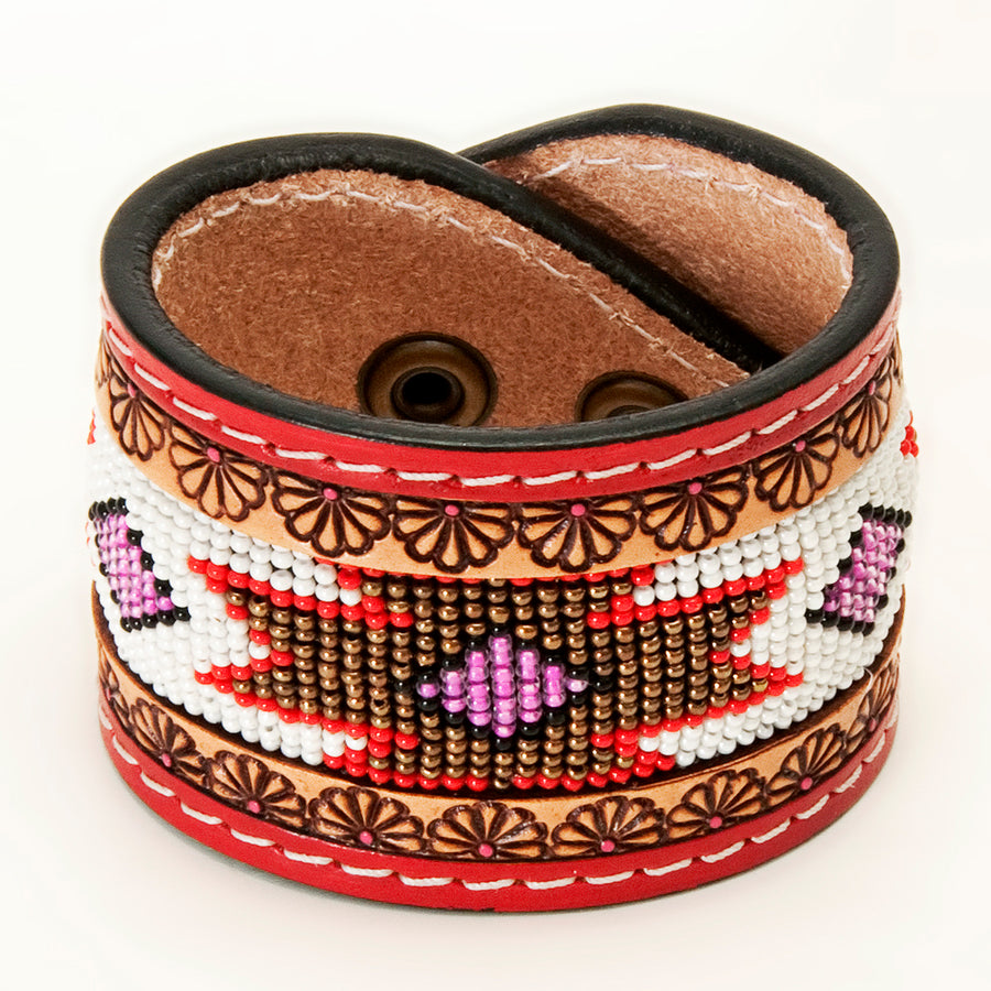 American Darling Bracelet Hand Tooled Carved Genuine Leather Women | Handmade Western Rustic