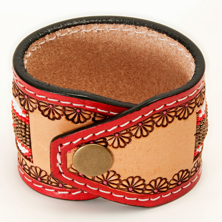 American Darling Bracelet Hand Tooled Carved Genuine Leather Women | Handmade Western Rustic