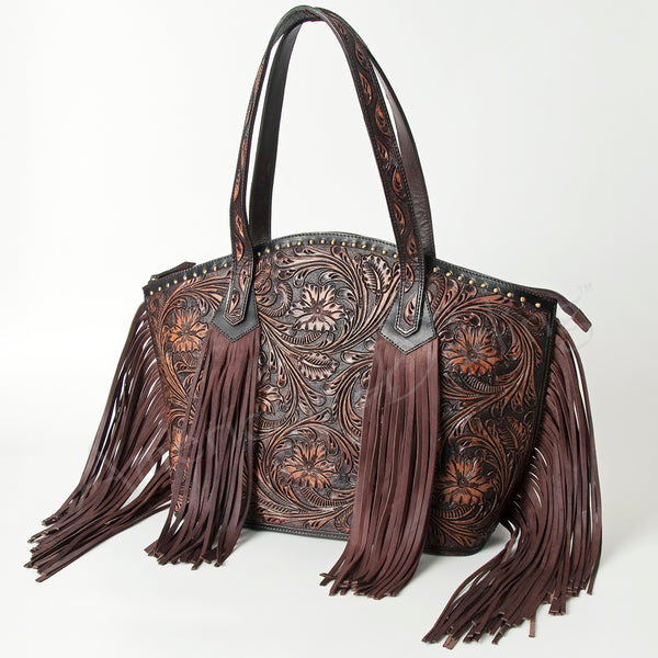 American Darling Western Hair-On Cowhide Tote Bag - Handcrafted Fringed Leather - Uhorse