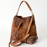 American Darling Tote Hand Tooled Hair On Genuine Leather Women Bag Western Handbag Purse