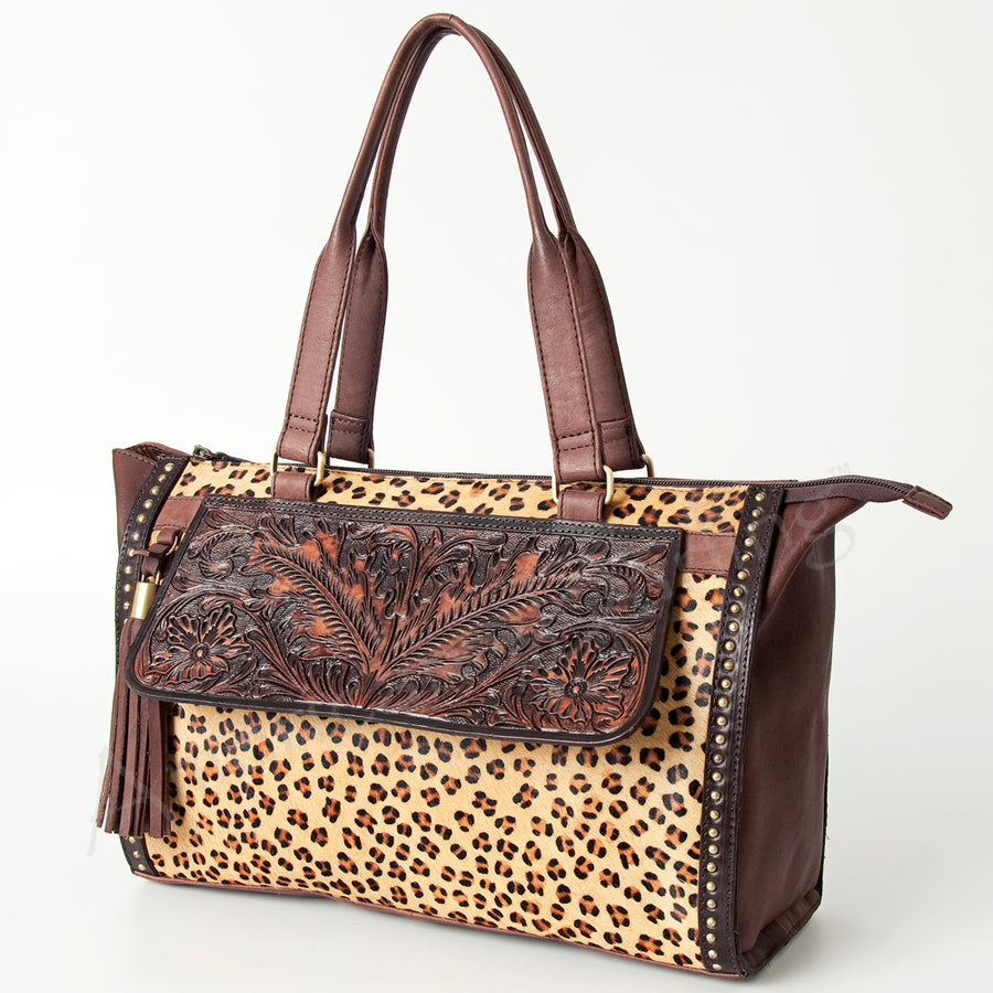 American Darling Tote Hand Tooled Hair on Genuine Leather Western Women Bag Handbag Purse | Travel Bags College - Uhorse