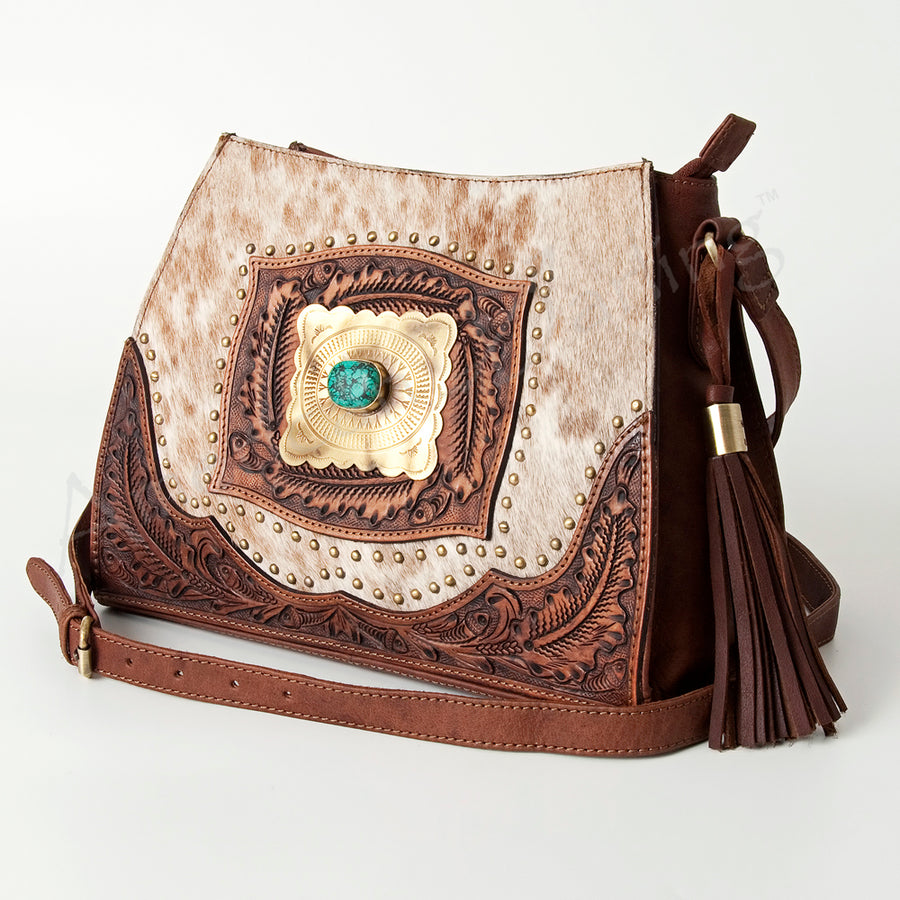 American Darling Tote Hand Tooled Hair on Genuine Leather Western Women Bag Handbag Purse | Travel Bags College Casual