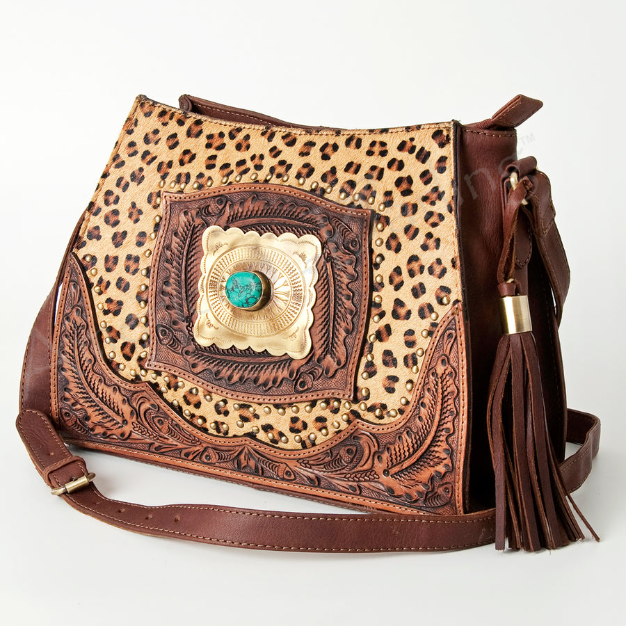 American Darling Tote Hand Tooled Hair on Genuine Leather Western Women Bag Handbag Purse | Travel Bags College Casual
