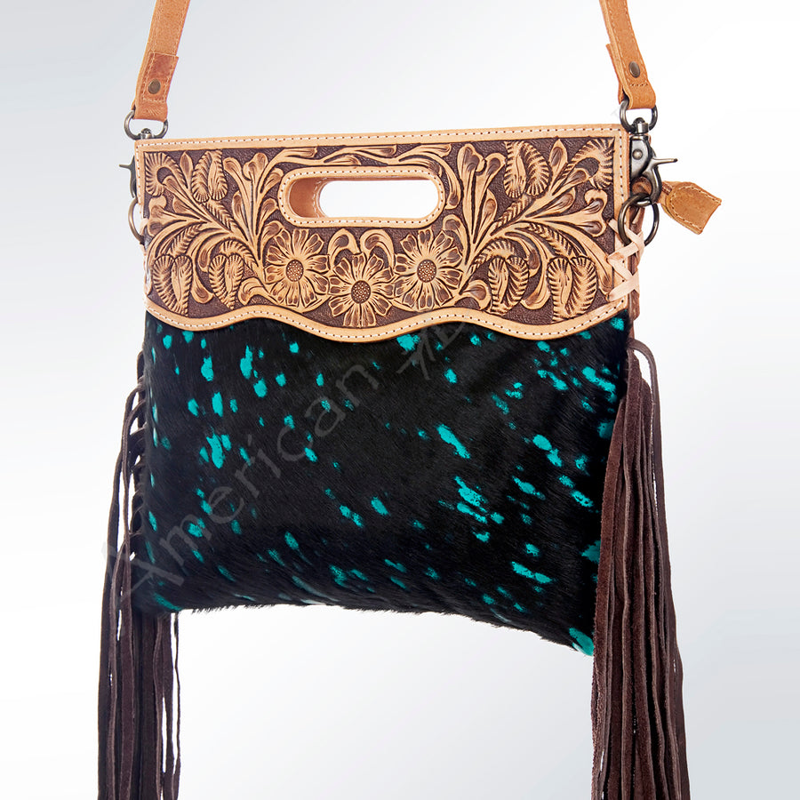 American Darling Clutch Hand Tooled Hair on Genuine Leather Western Women Bag Handbag Purse | Purses for Cute - Uhorse