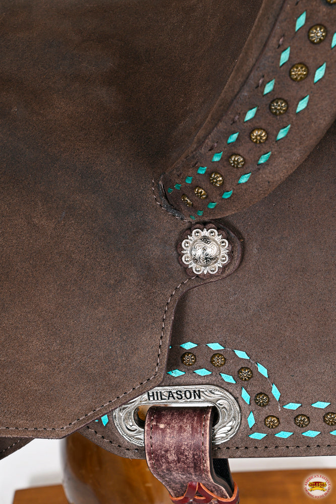 HILASON Flex Tree Western Horse Saddle in American Leather Barrel Trail | for Horses