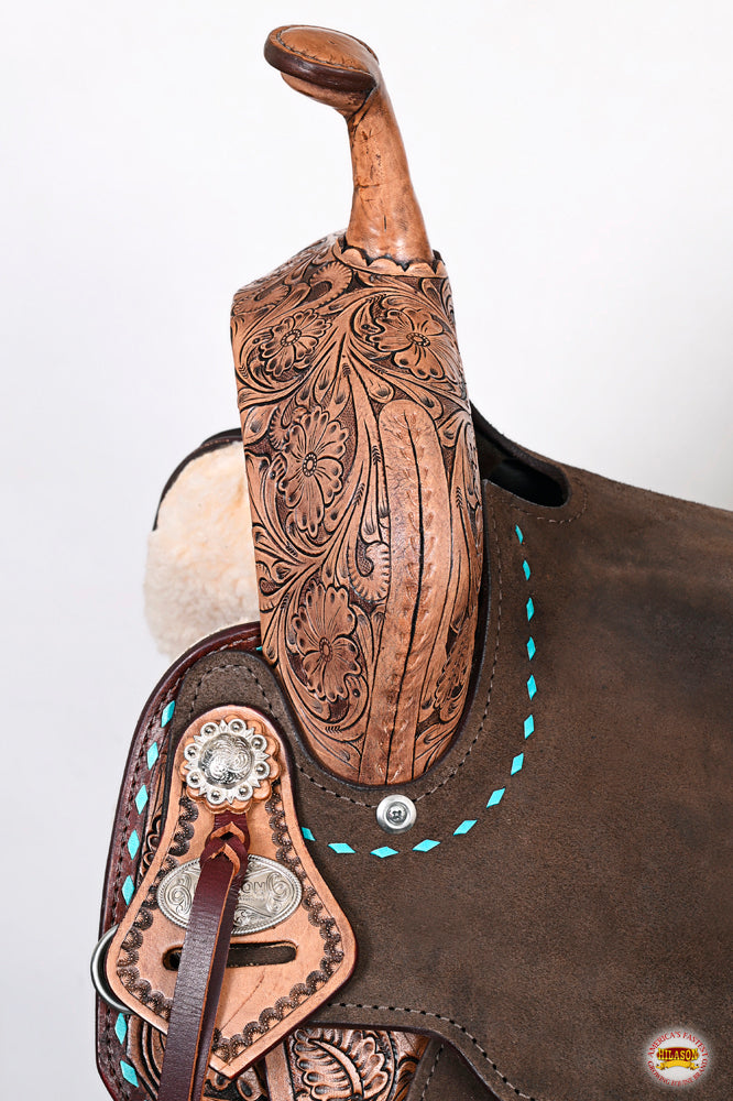 HILASON Flex Tree Western Horse Saddle in American Leather Barrel Trail | for Horses