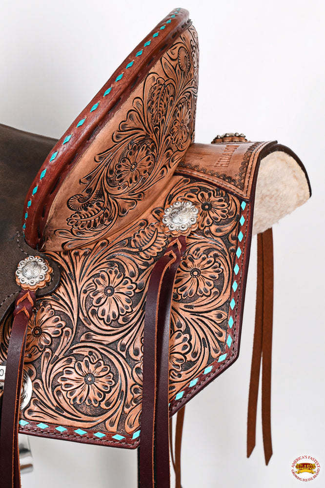 HILASON Flex Tree Western Horse Saddle in American Leather Barrel Trail | for Horses