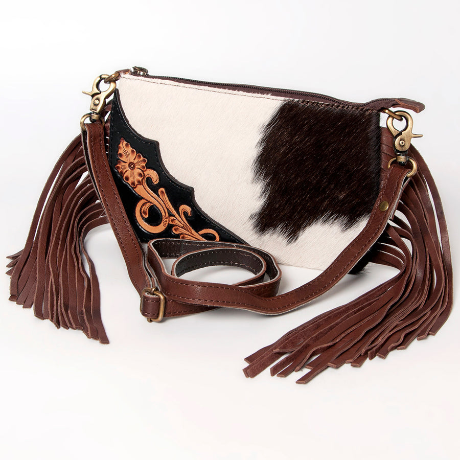 American Darling Hair-On Cowhide and Tooled Leather Small Cross body Bag - Uhorse