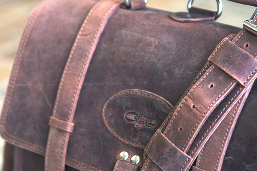 Glanor Bag Buffalo Leather Hand Briefcase Backpack Laptop