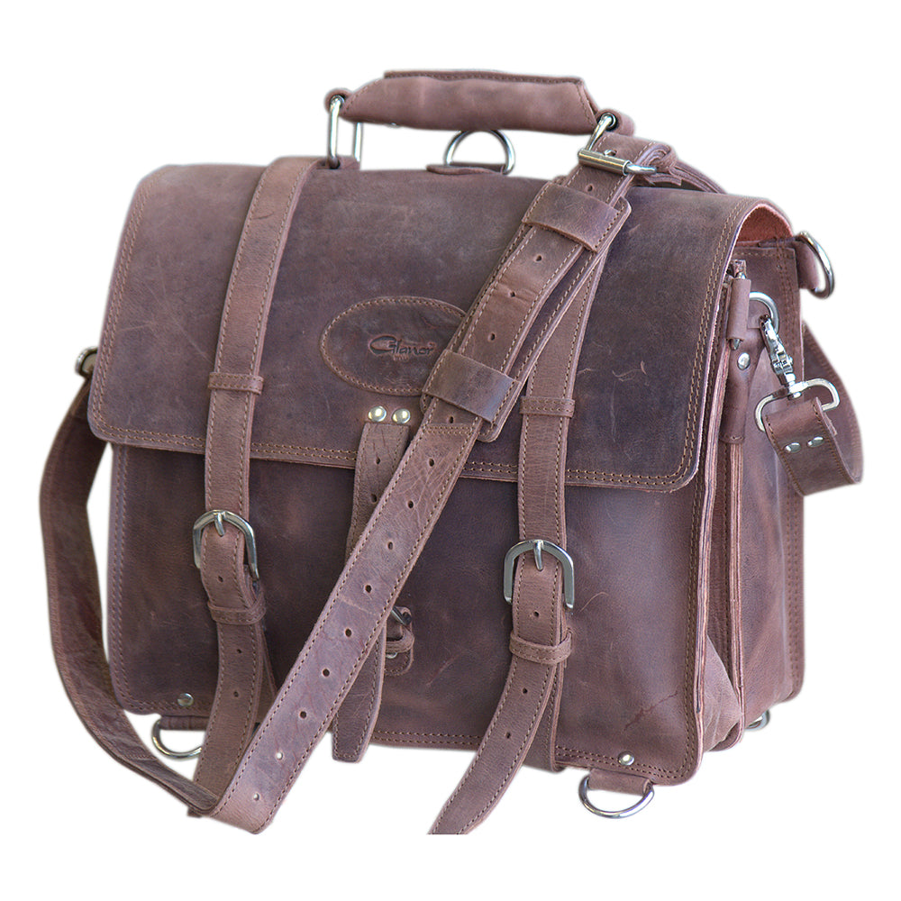Glanor Bag Buffalo Leather Hand Briefcase Backpack Laptop – Hilason – Hilason Saddles and Tack