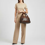 Spaghetti Western Swc124Bbrn Tote Vintage Handmade Drum Dyed Genuine European Cowhide Leather Women Bag Western Handbag Purse