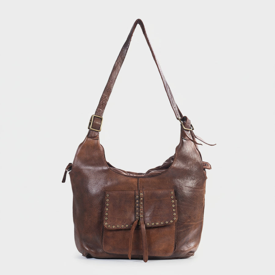 Spaghetti Western Swc125Brn Tote Vintage Handmade Drum Dyed Genuine European Cowhide Leather Women Bag Western Handbag Purse