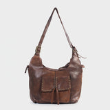 Spaghetti Western Swc125Brn Tote Vintage Handmade Drum Dyed Genuine European Cowhide Leather Women Bag Western Handbag Purse