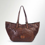 Spaghetti Western Swc126Brn Tote Vintage Handmade Drum Dyed Genuine European Cowhide Leather Women Bag Western Handbag Purse