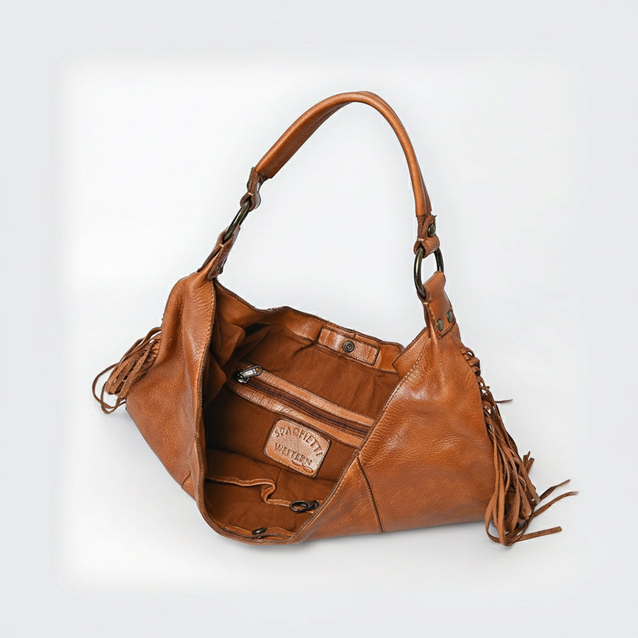 Spaghetti Western Swc127Tan Hobo Vintage Handmade Drum Dyed Genuine European Cowhide Leather Women Bag Western Handbag Purse